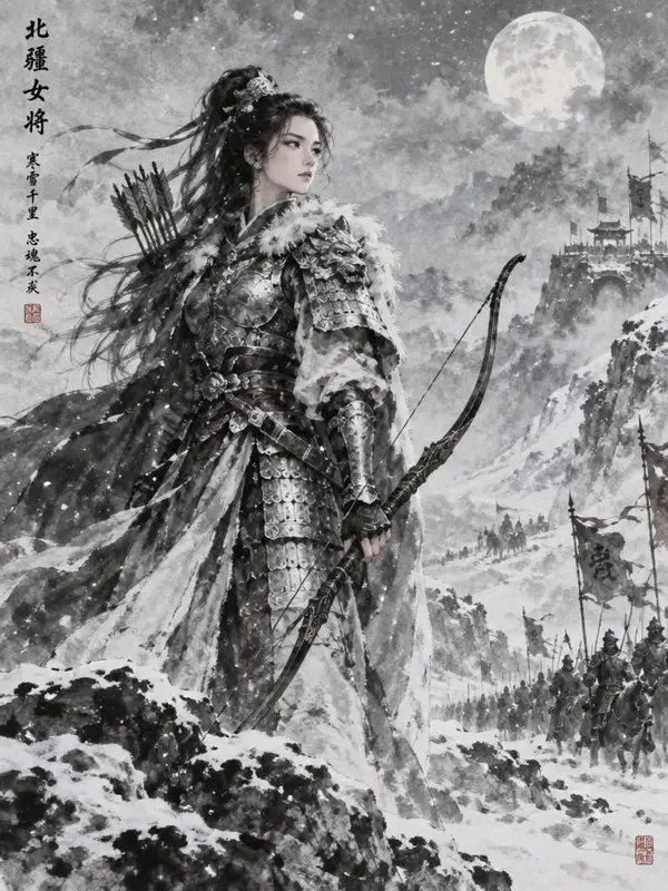 黄果新网 古风短剧《雪满弓刀》封面剧照